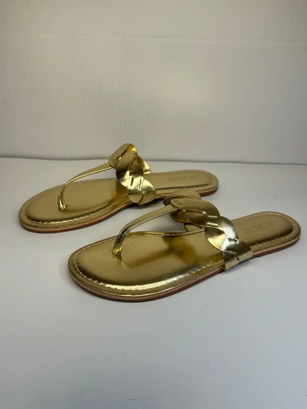 J. Crew Gold Metallic Braided Thong Sandals Flip Flops Size 7